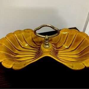 Mid-Century Boho Chic Americana California Pottery Serving Dish in Mustard